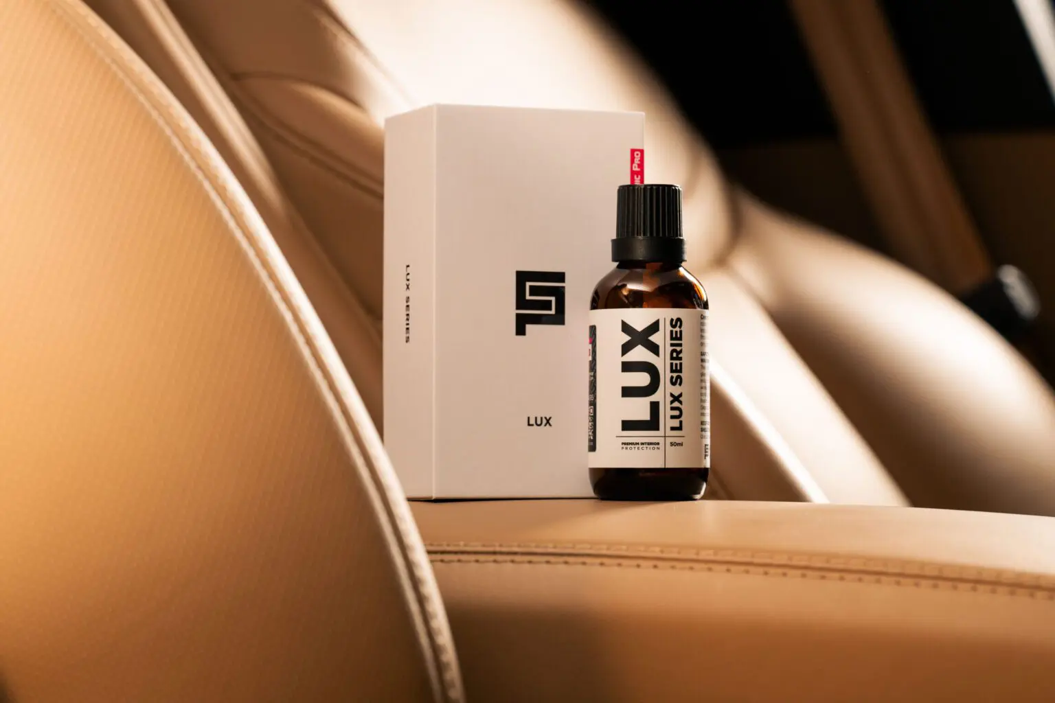 Lux Series product on car seat.