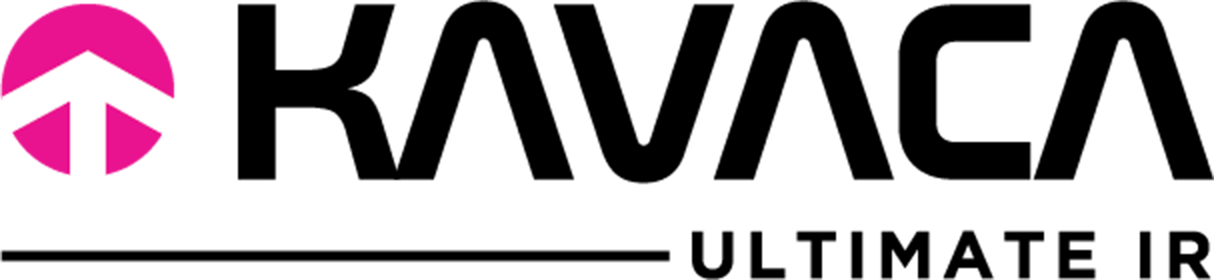 Pink arrow in circle on black background.